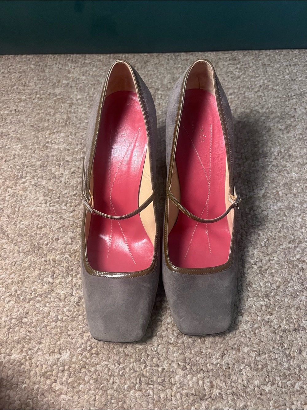 Vintage Kate Spade Gray Suede Mary Jane Block Heels Made in Italy 8